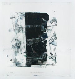 "Homage to the Mountains No. 134" abstract gestural monotype, monochromatic