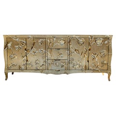 Louise Floral Credenza in Brass Clad Over Wood Handcrafted in India