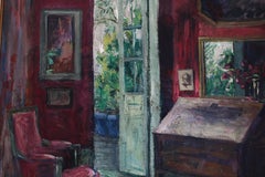 Interior Oil Painting, Post-Impressionist Room, Signed, Circa 1910