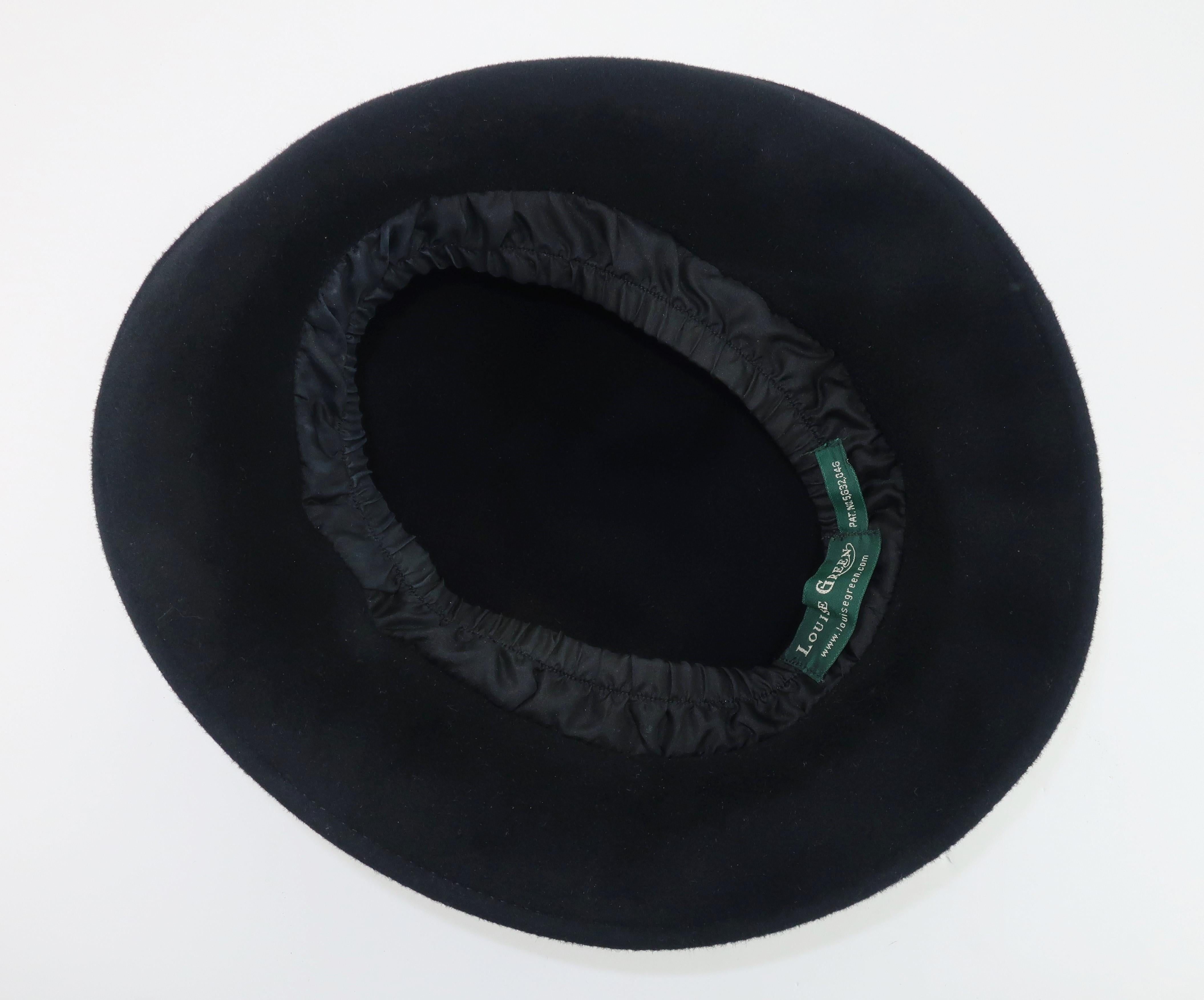 Louise Green Black Wool Felt & Velvet Vintage Inspired Hat 1