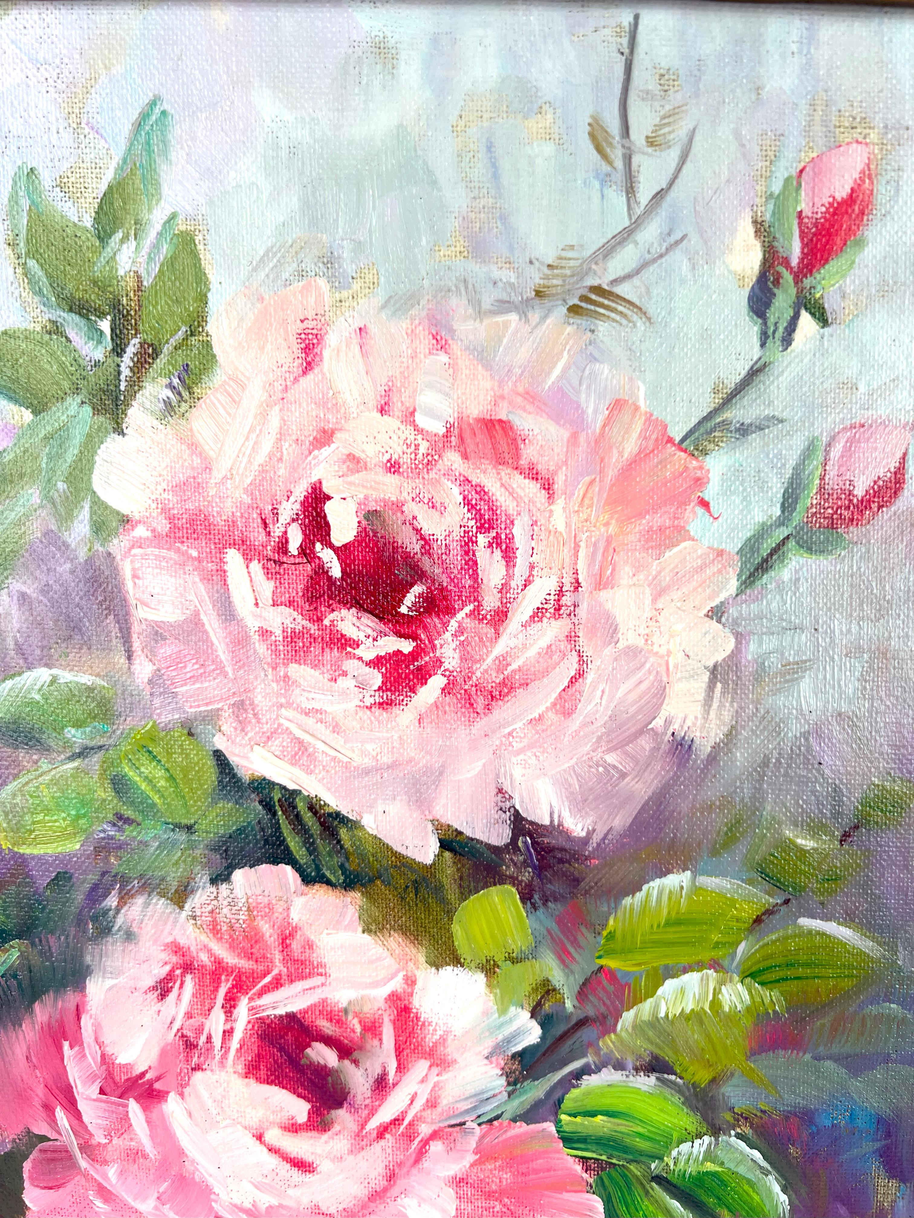 Mid Century Garden Pink Roses Original Oil Painting by Louise Cunningham

Brilliantly colored closeup of Roses by Santa Cruz, California artist Louise H. Grosset Cunningham (American, 1881-1983) circa 1960. Displayed in a new carved giltwood frame.