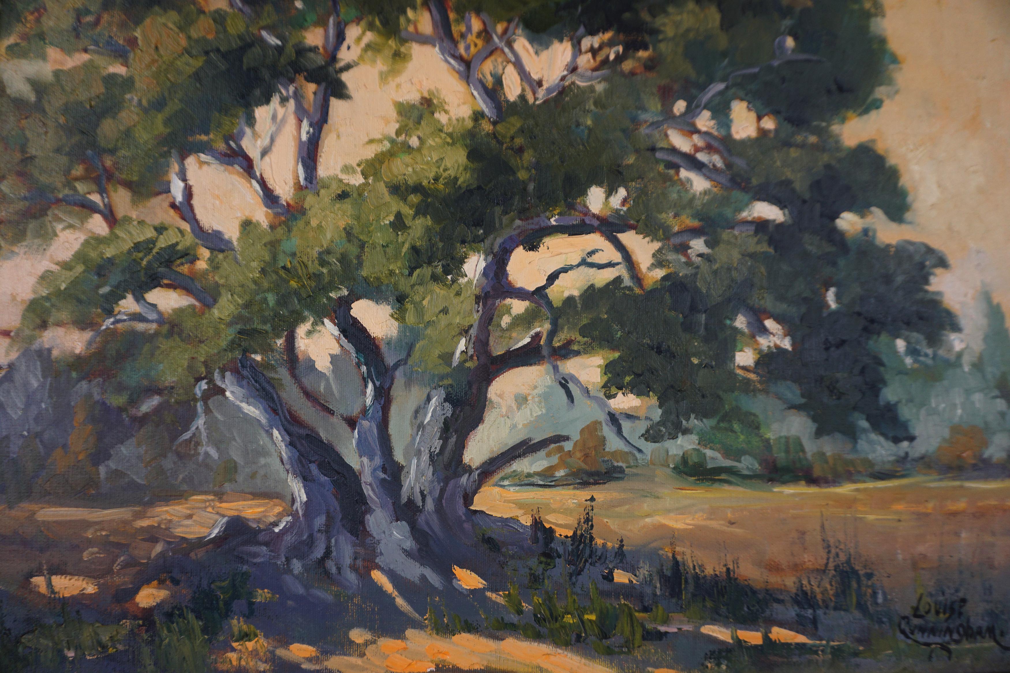 Mid Century California Oak Tree in Summer Original Oil Landscape Painting For Sale 2