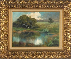 Mid Century Monterey Foothill Pond in Summer Original Oil Landscape Painting