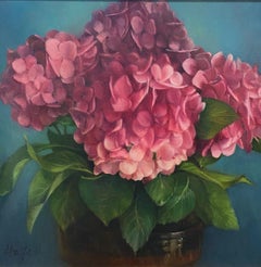 Hydrangea, original 20x20 contemporary still life