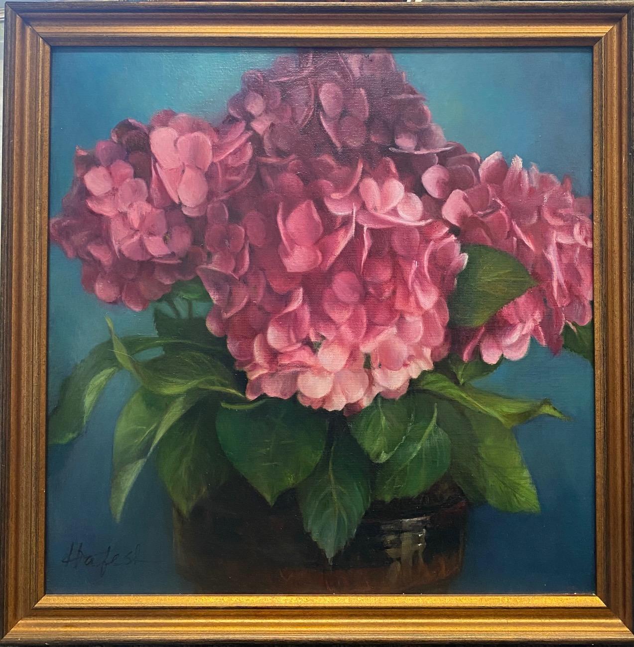 Louise Hafesh Still-Life Painting - Hydrangea, original 20x20 contemporary still life