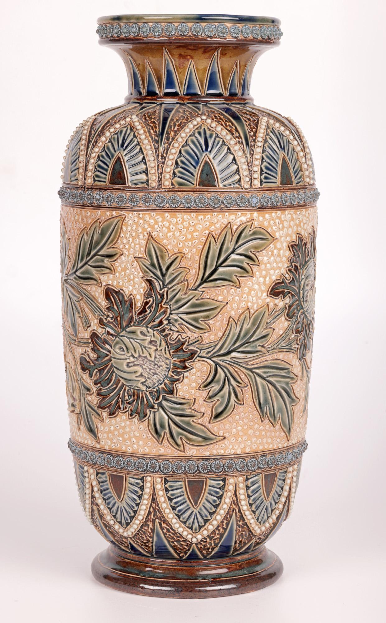 Louise J Davis Large Doulton Lambeth Floral Design Vase 2