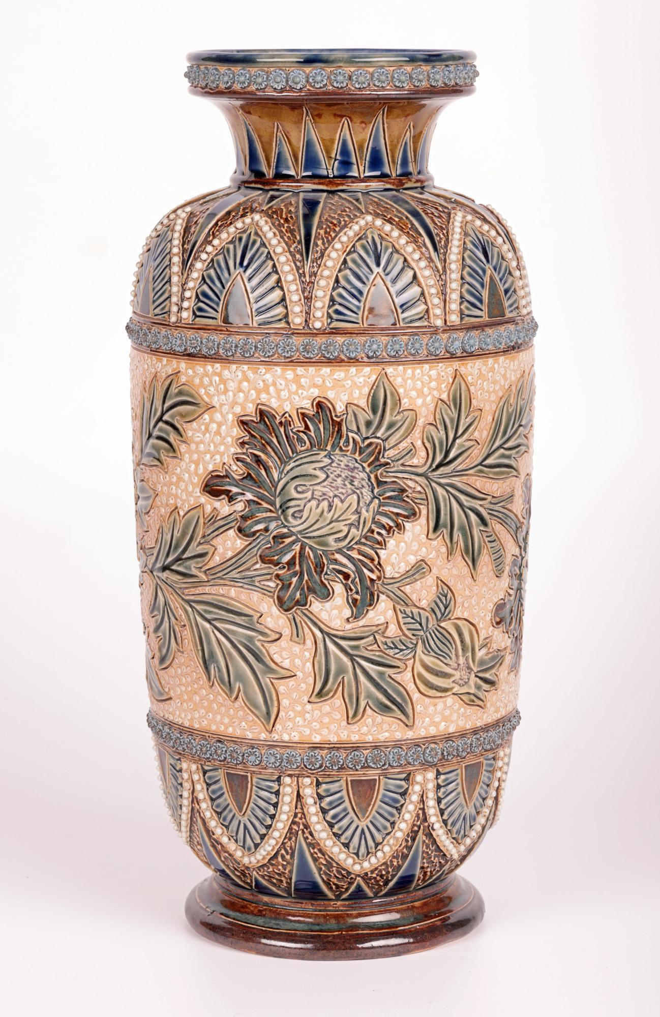 Louise J Davis Large Doulton Lambeth Floral Design Vase 8