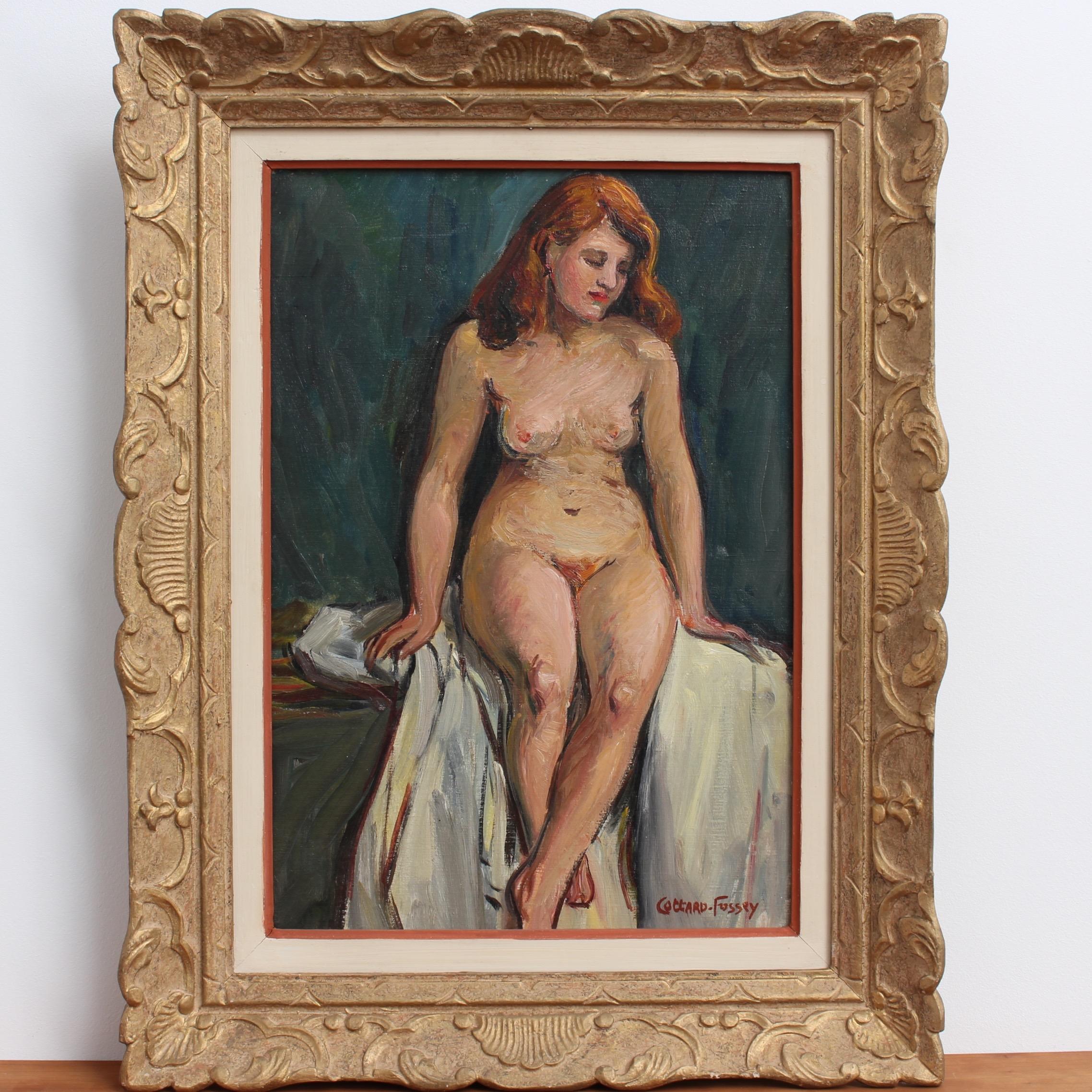 Louise Jeanne Cottard-Fossey Nude Painting - Portrait of Nude Redhead