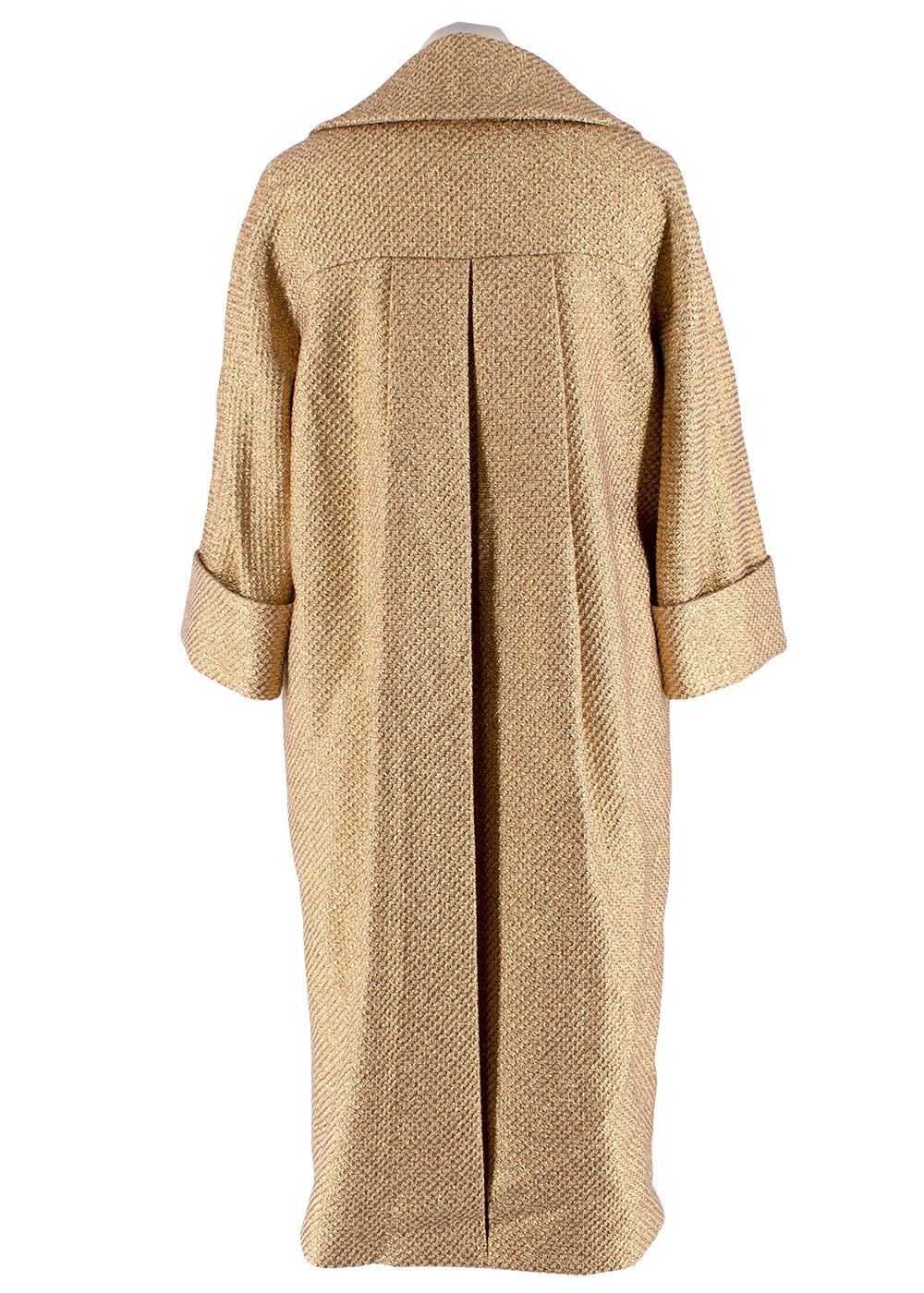Louise Kennedy Rosie Gold Lurex Coat - Size US 8 In New Condition In London, GB