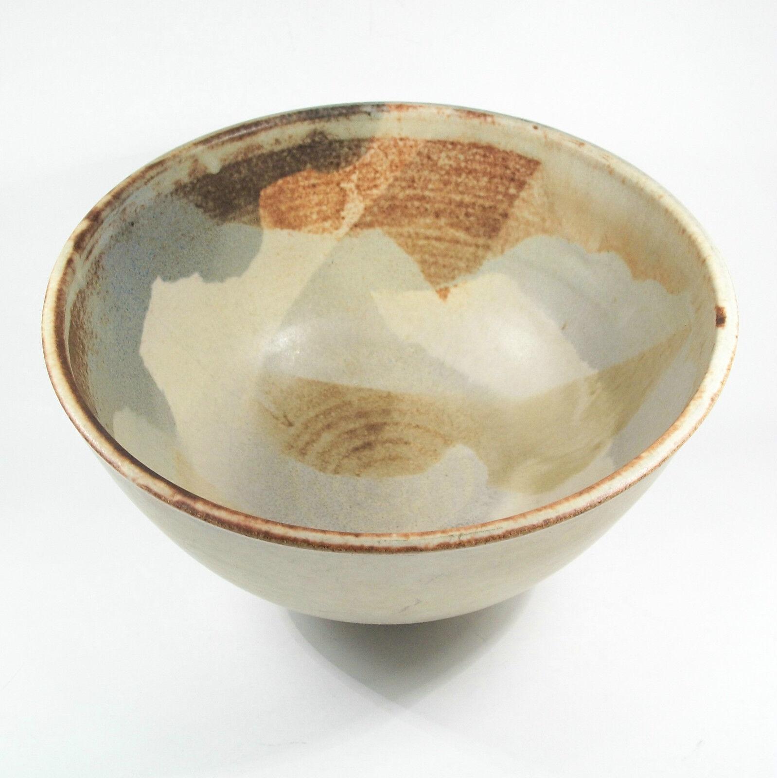 Glazed Louise Macnab, Large Studio Pottery Bowl, Splash Decorated, Canada, 20th C For Sale