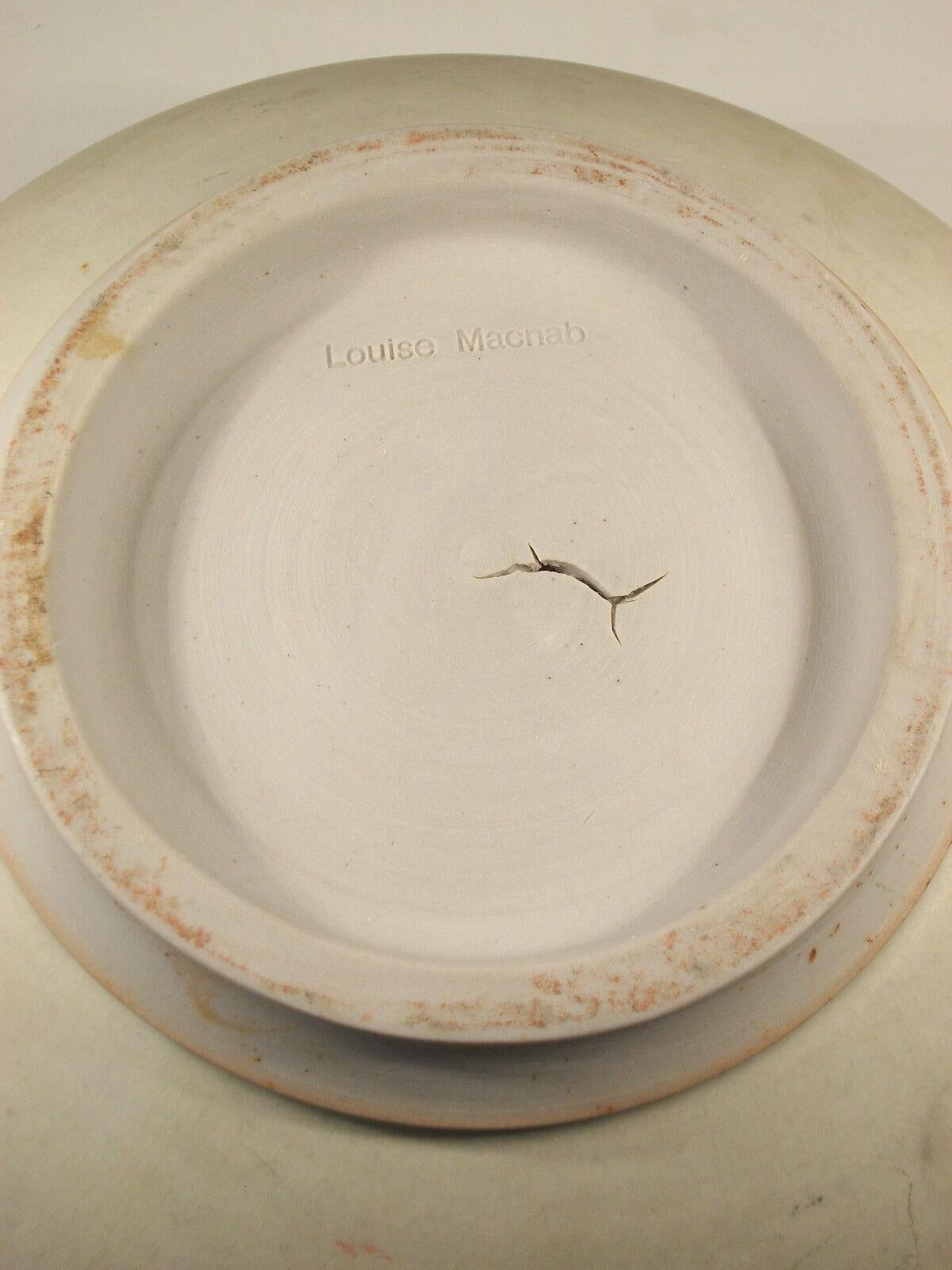 Ceramic Louise Macnab, Large Studio Pottery Bowl, Splash Decorated, Canada, 20th C For Sale