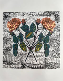 Rosas cruzadas (Recortable, Collage, Blanco y negro, Patrones, Orgánico)