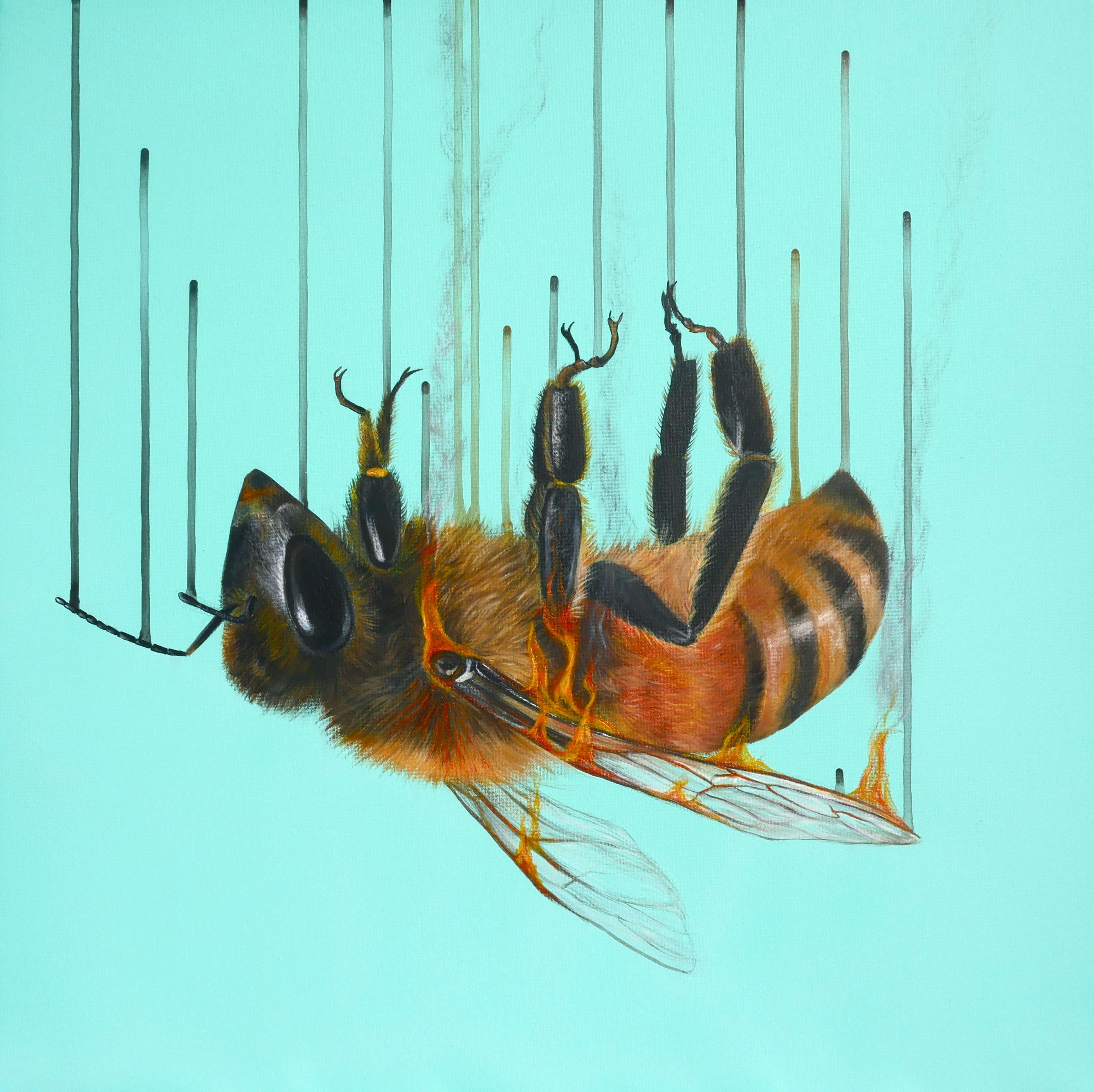 Louise McNaught Animal Painting - Burnt Sugar - Oil, Acrylic, Spray Paint, Contemporary, Modern, Nature, Canvas