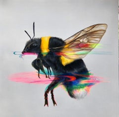 Interference - bee, contemporary art, painting, insects, acrylic, canvas, nature