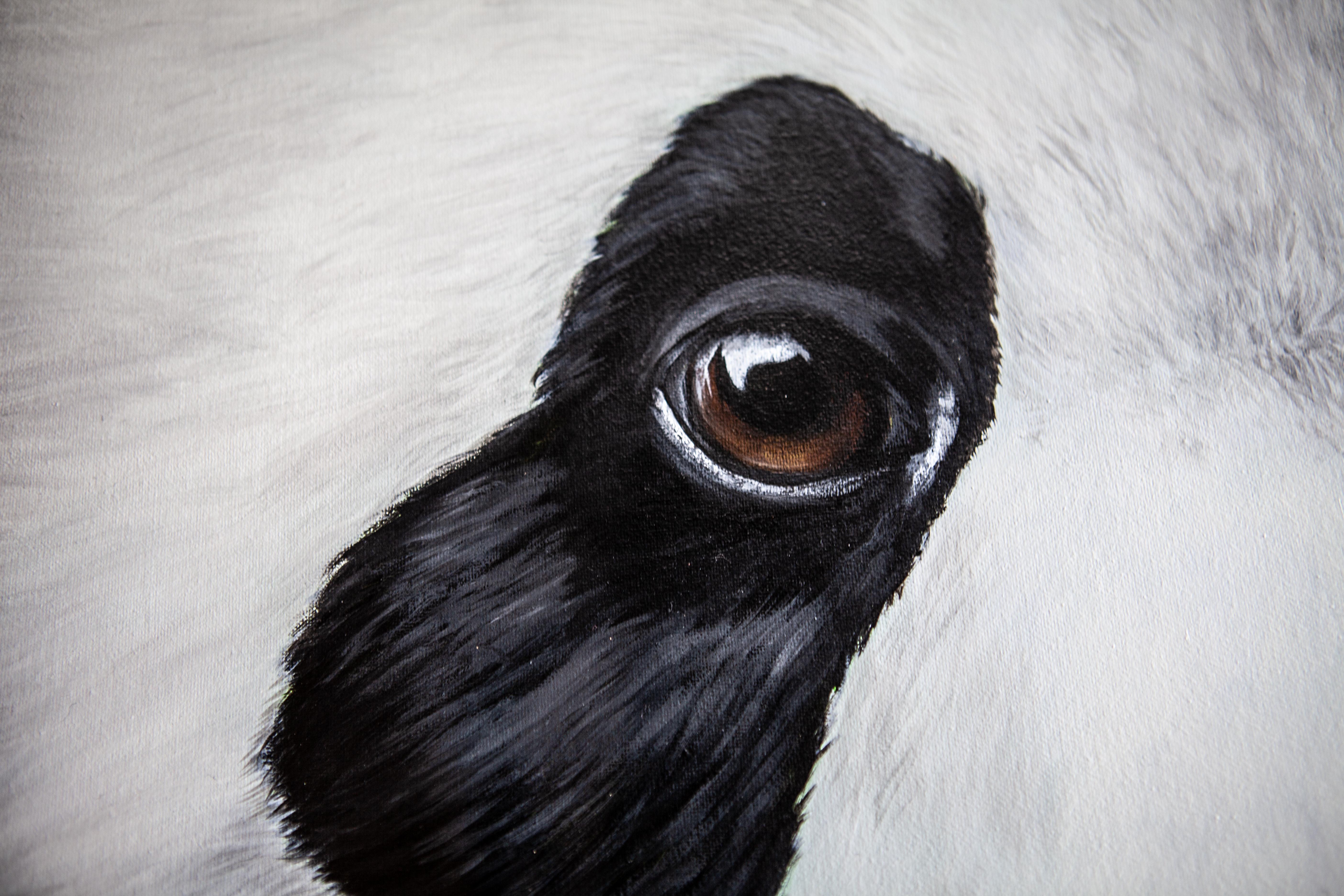 Pop Panda - Oil, Acrylic, Spray Paint, Deep Canvas, Surrealist, Nature, Modern – Painting von Louise McNaught
