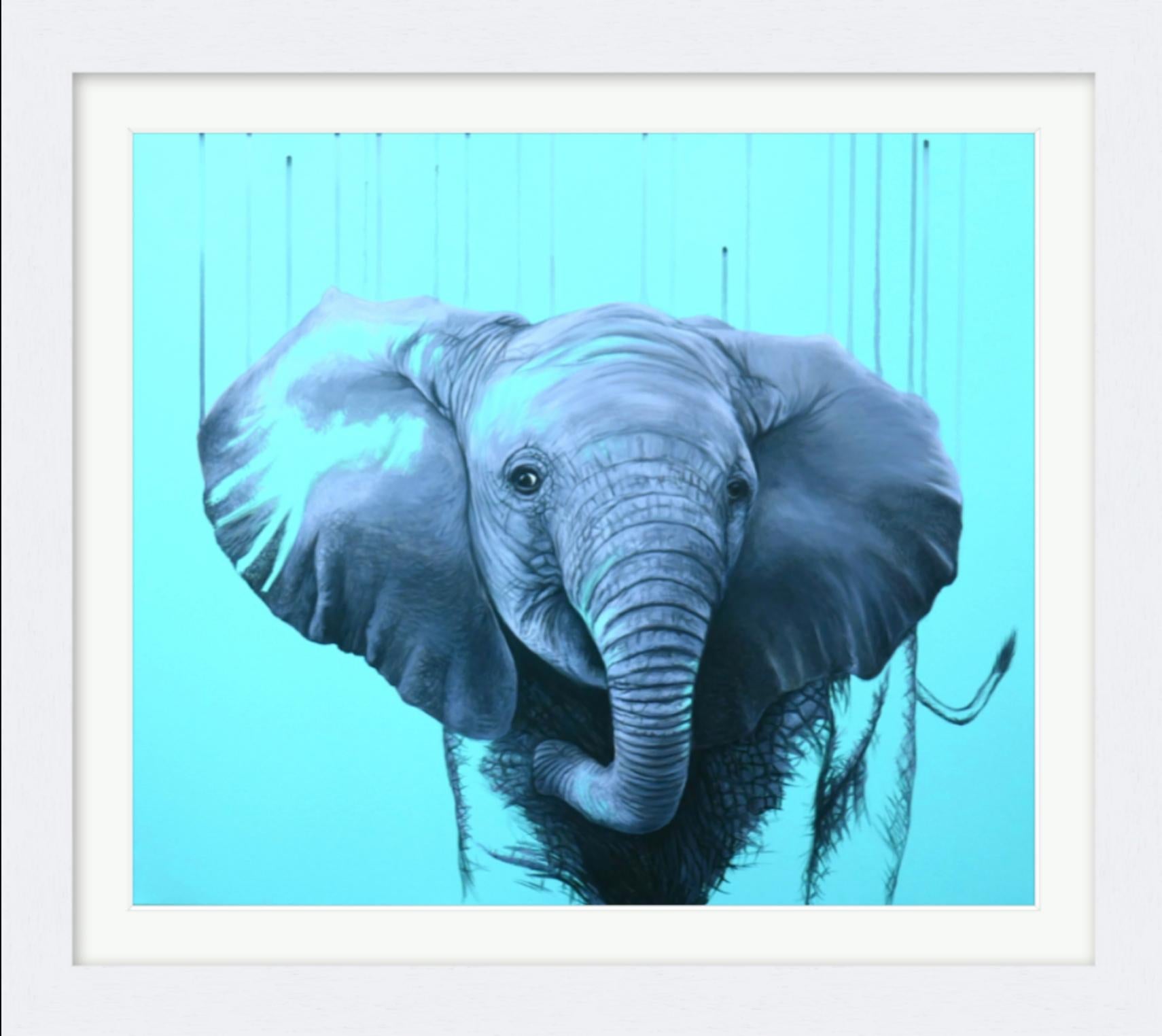You are a Star by Louise McNaught - Blue Pop Elephant Animal Contemporary Print 1