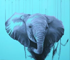 You are a Star by Louise McNaught - Blue Pop Elephant Animal Contemporary Print