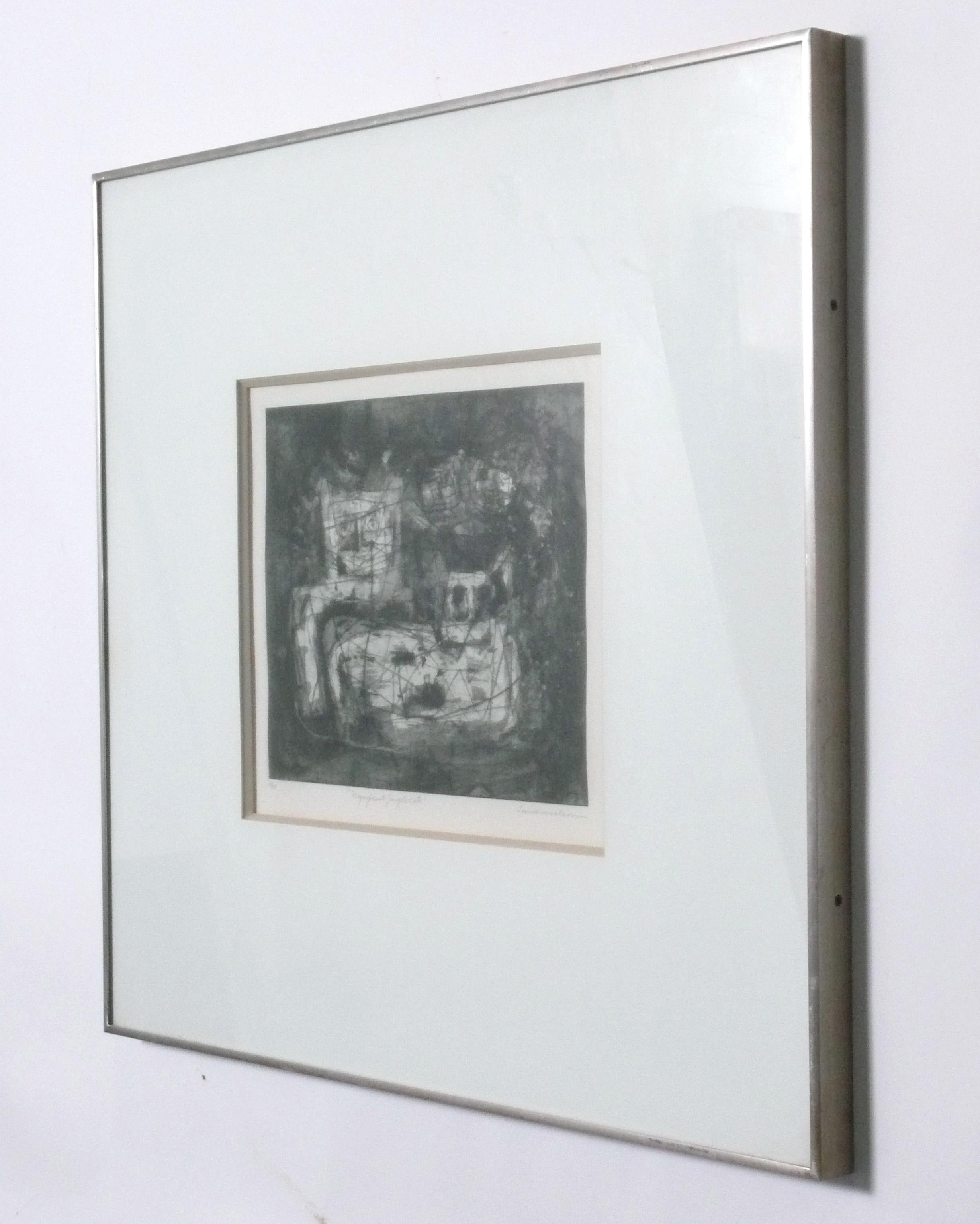 Mid-Century Modern Louise Nevelson Gravure au crayon signée et numérotée Pace Gallery 1965 Abstrait Moderne en vente