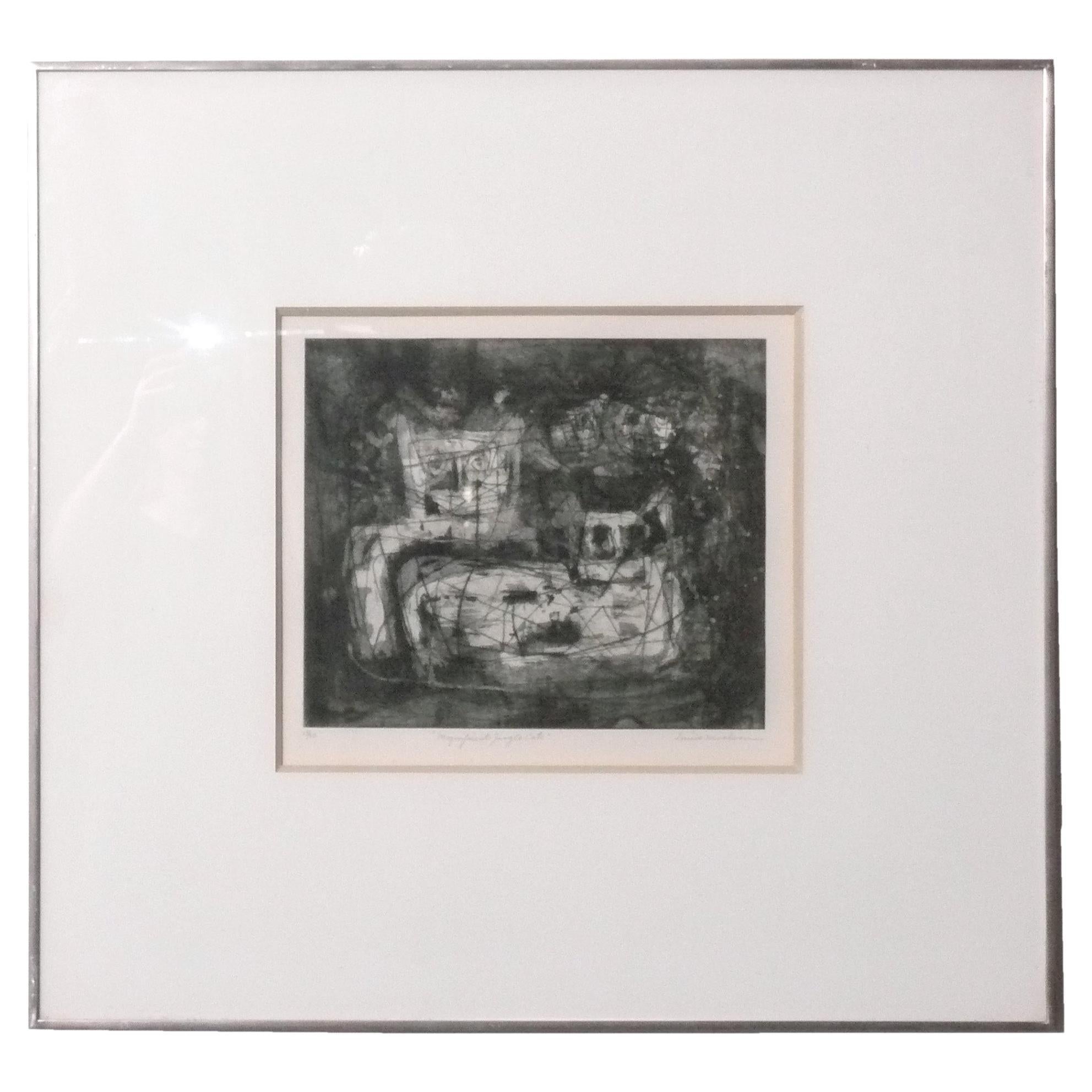 Louise Nevelson Gravure au crayon signée et numérotée Pace Gallery 1965 Abstrait Moderne en vente