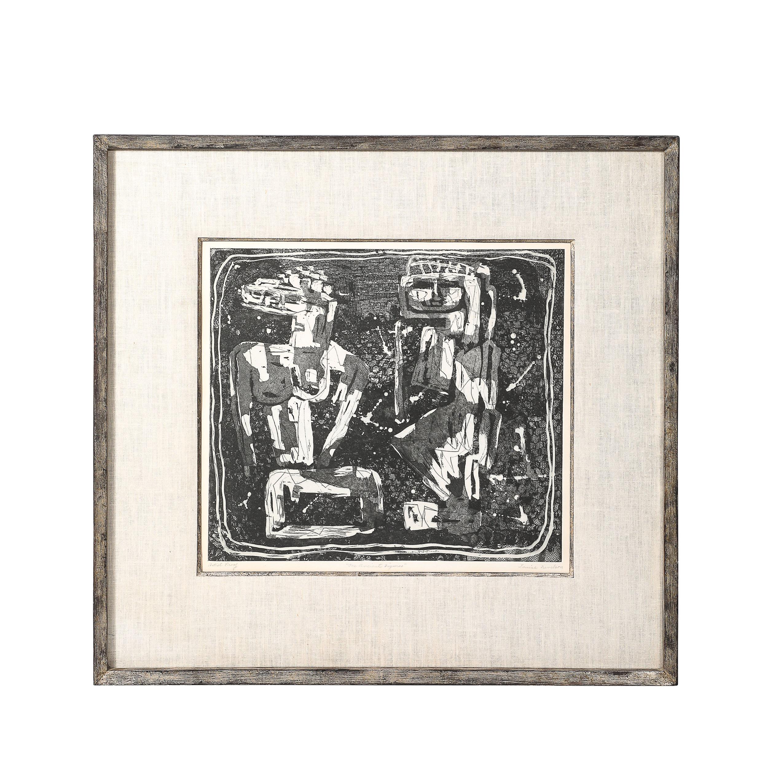 Radierung aus der Mitte des Jahrhunderts mit dem Titel "Eine antike Figur" Edition Artist
s Proof signiert – Mixed Media Art von Louise Nevelson