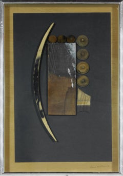 Signed and dated 76 "Untitled" wood and paper collage by artist Louise Nevelson