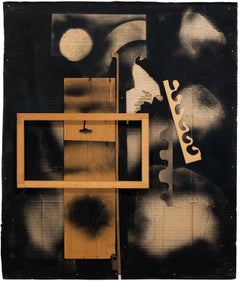 Untitled - Mixed Media Assemblage Relief Painting on Wood Panel, 1974