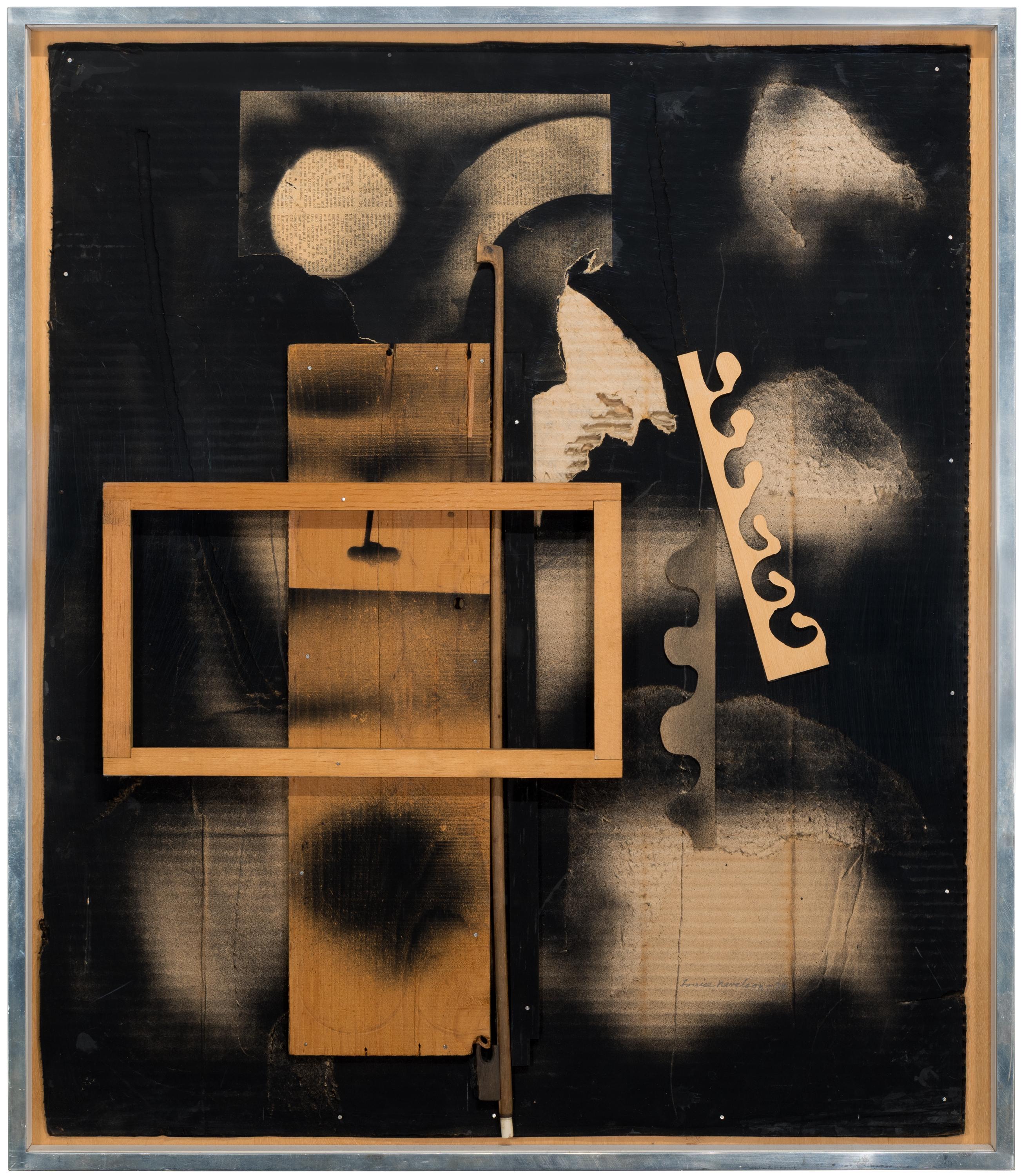 Untitled - Mixed Media Assemblage Relief Painting on Wood Panel, 1974