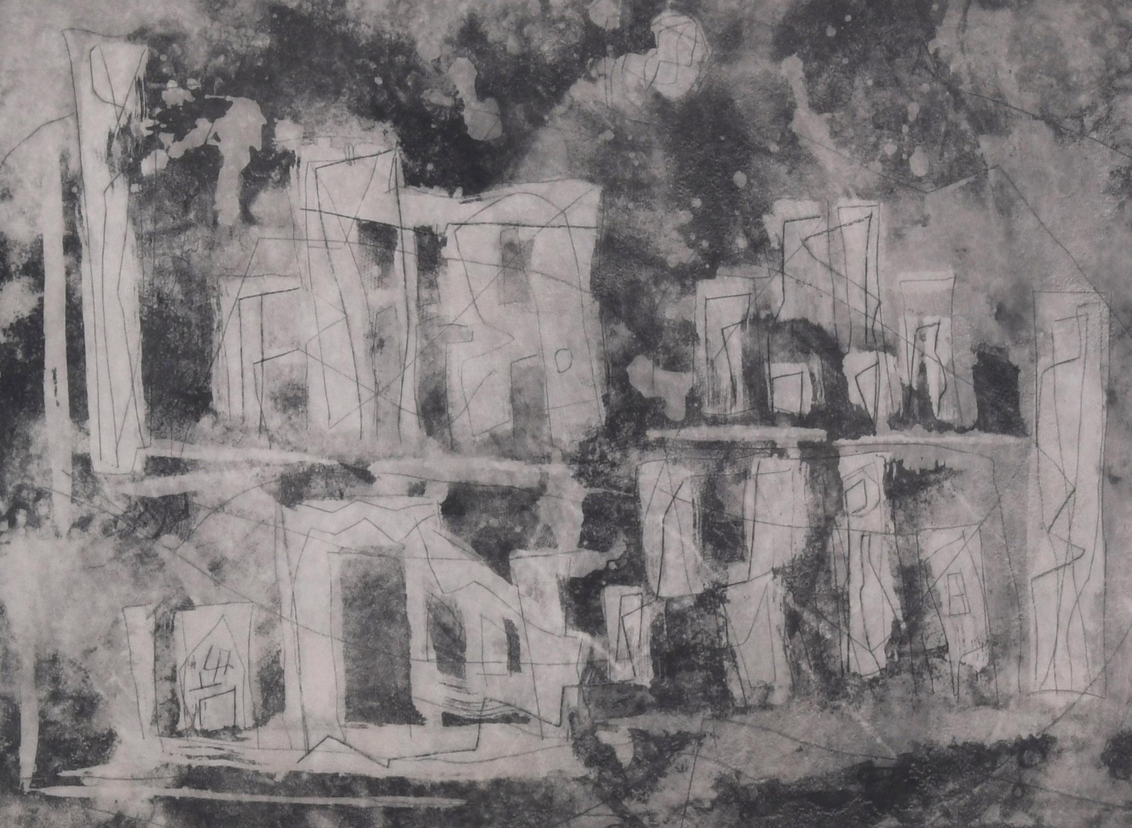 Paysage ancien II (Ville ancienne)
Gravure et pointe sèche, 1953-55
Signé et titré au crayon par l'artiste (voir photos).
Annoté : 