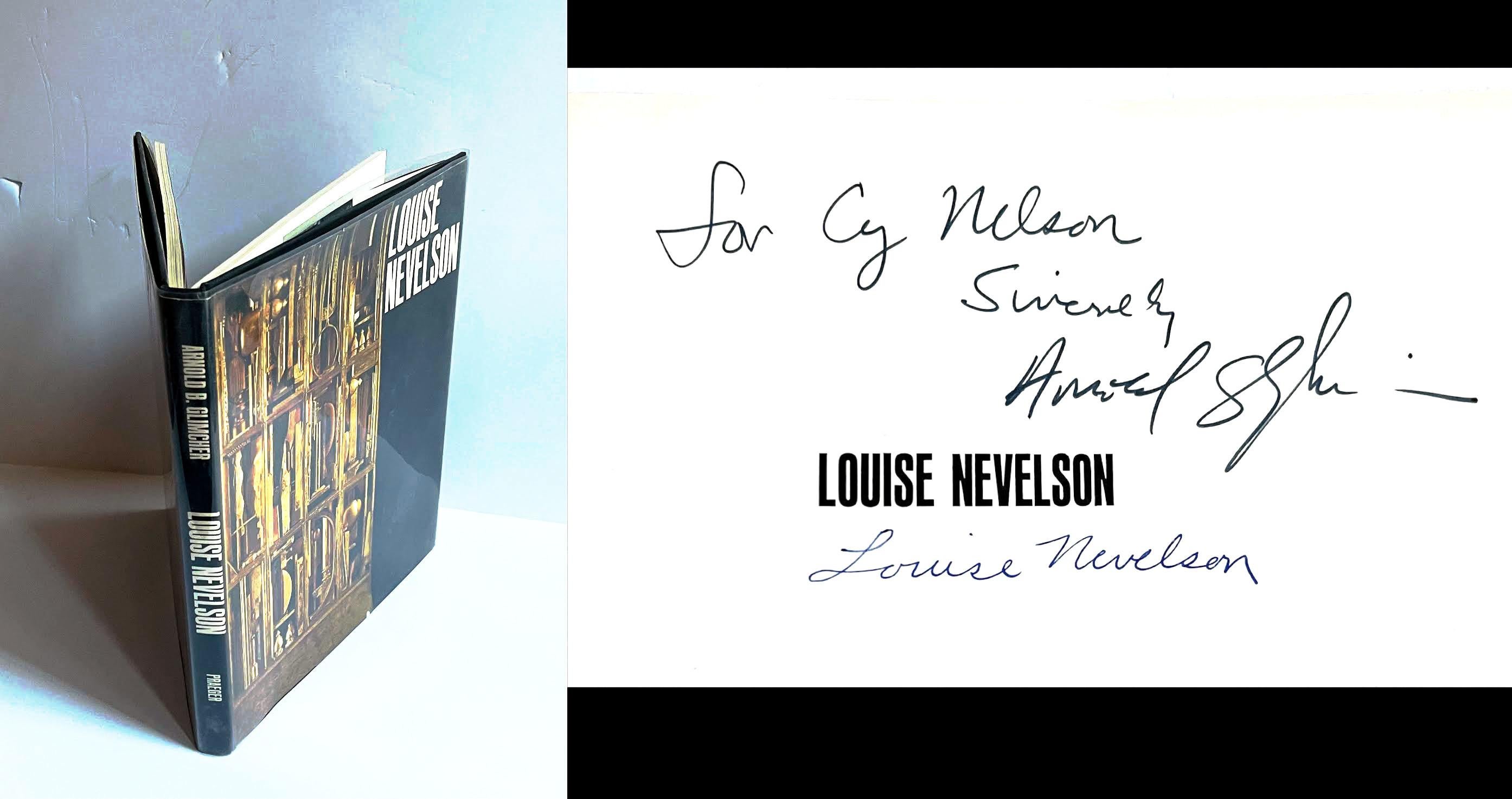 Louise Nevelson (Hand signed by BOTH the author, Arne Glimcher (founder of PACE gallery) and artist Louise Nevelson, and inscribed to Cy Nelson), 1972
Hardback monograph with dust jacket (Hand signed by BOTH the author, Arne Glimcher (founder of