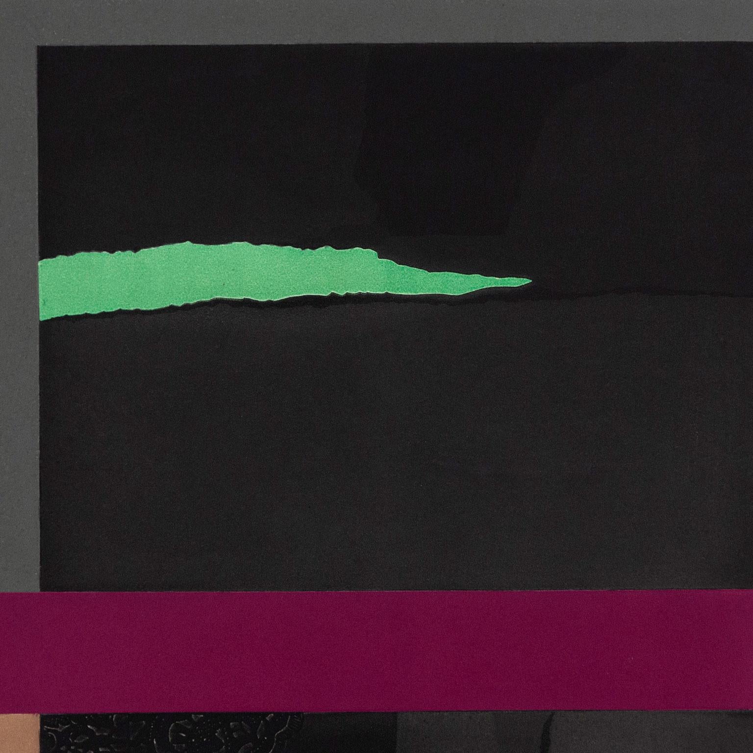 Purple Stripe - Black Abstract Print by Louise Nevelson