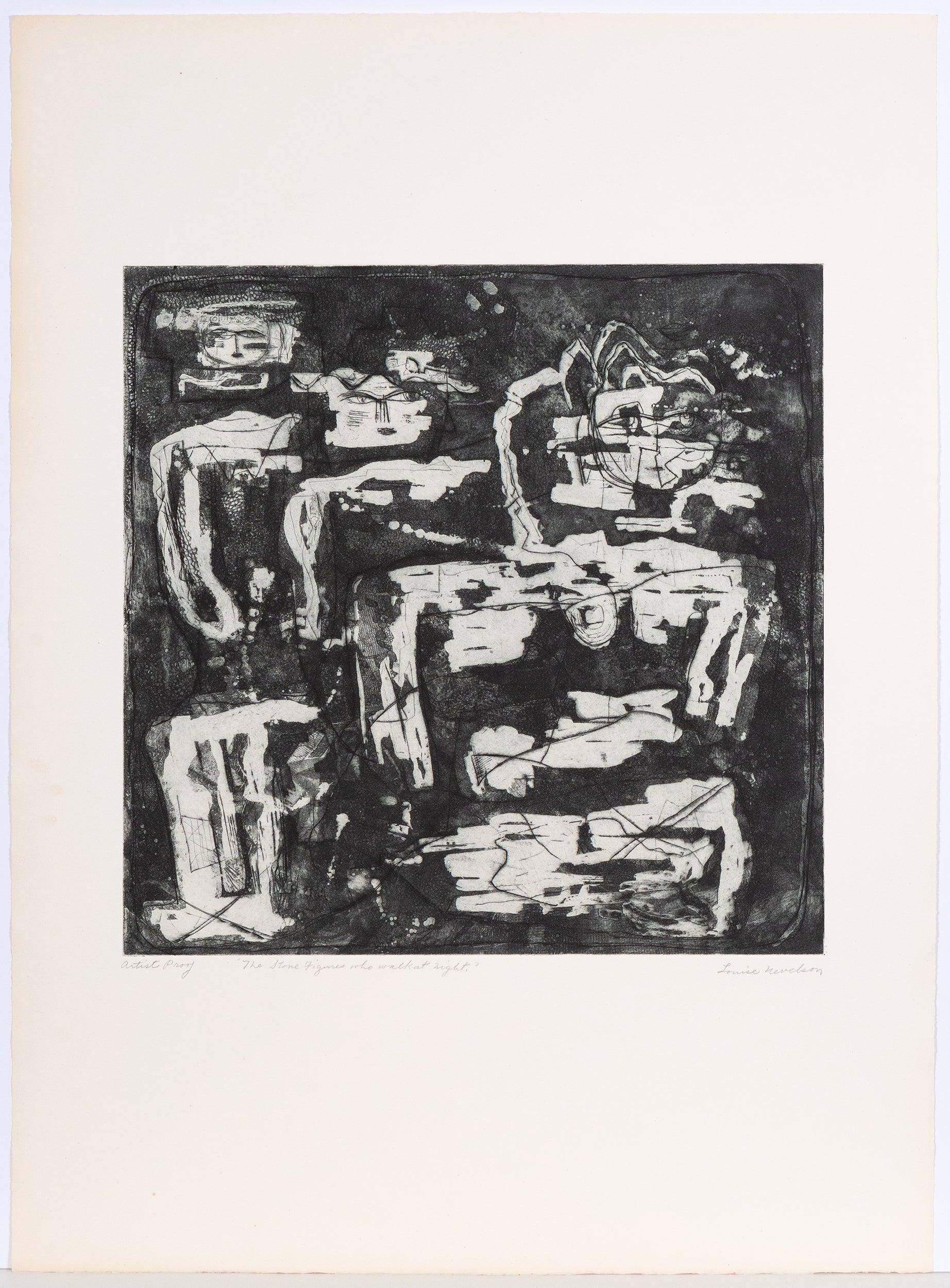 The Stone Figures That Walk At Night - Print by Louise Nevelson