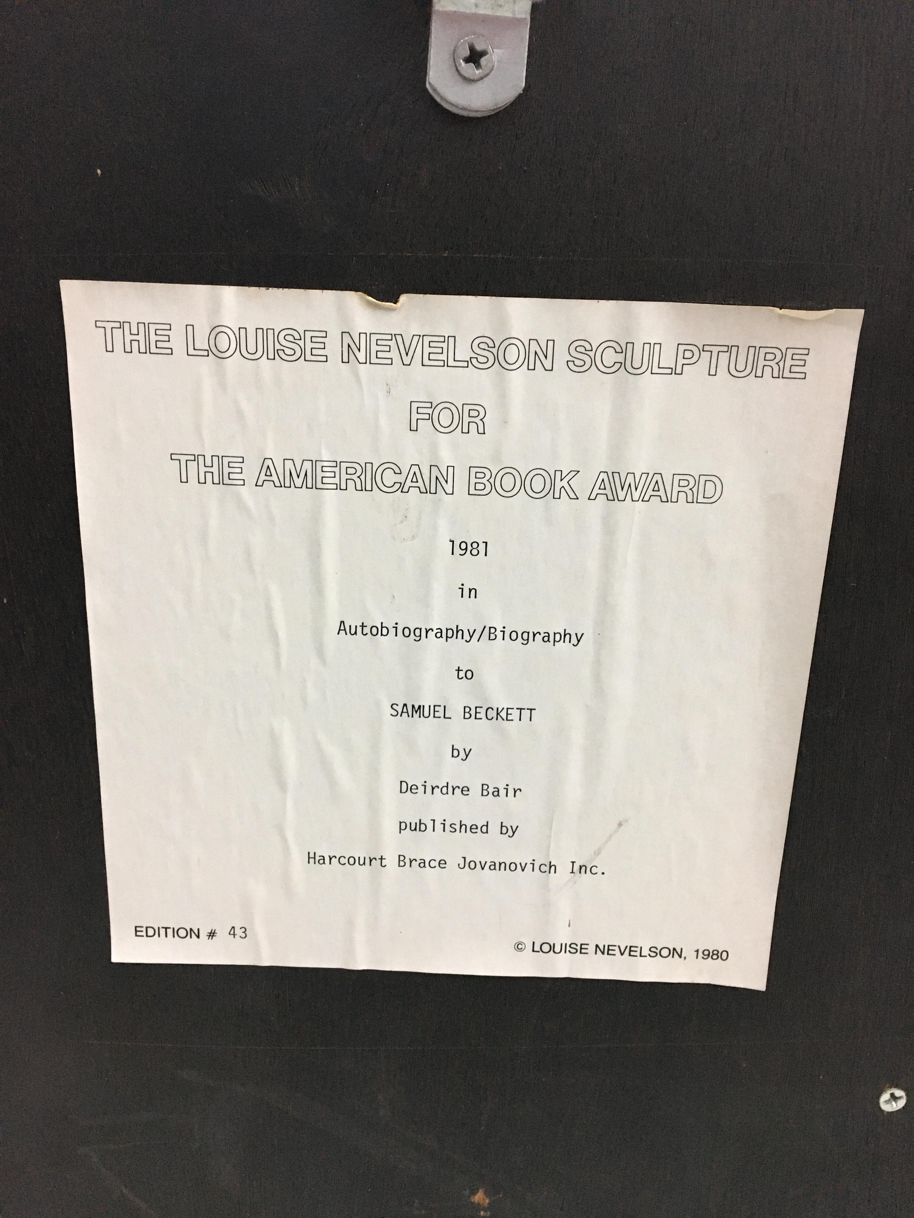 The Louise Nevelson Sculpture for the American Book Award 6