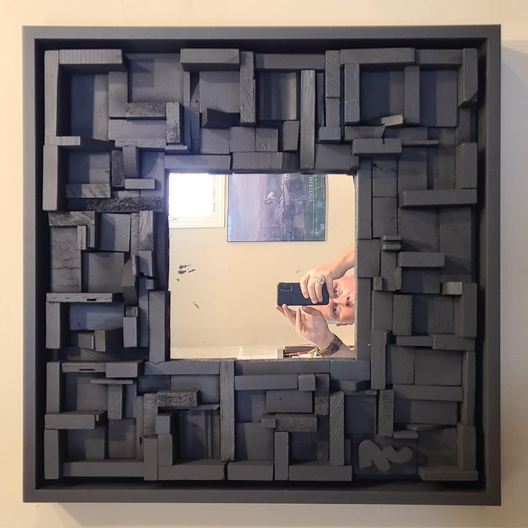 Louise Nevelson Style Mirror, circa 1960 For Sale 9
