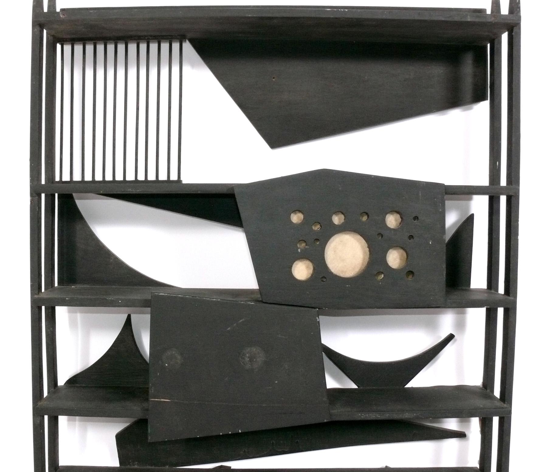 Mid-Century Modern Louise Nevelson Style Wall Sculpture Book Shelf For Sale