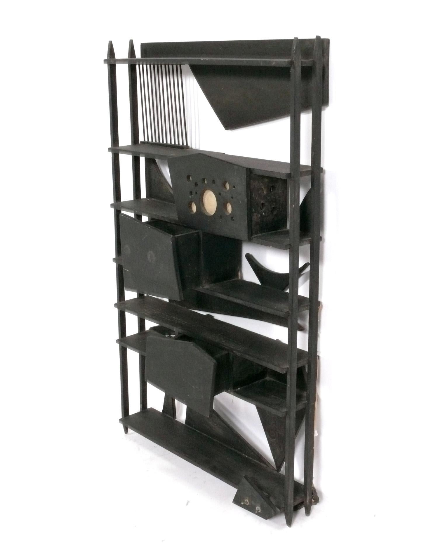 American Louise Nevelson Style Wall Sculpture Book Shelf For Sale