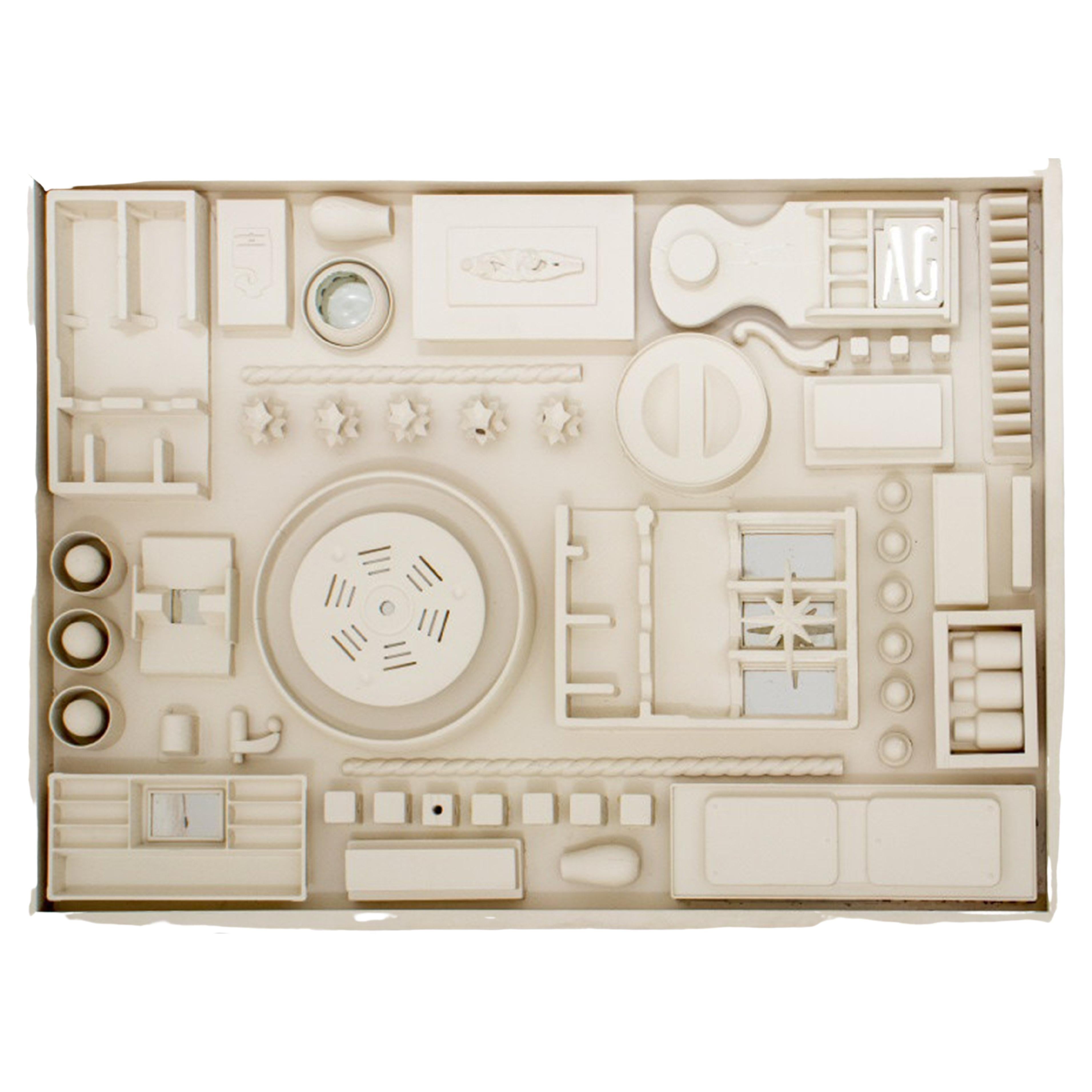 Louise Nevelson Style White Found Object Sculpture