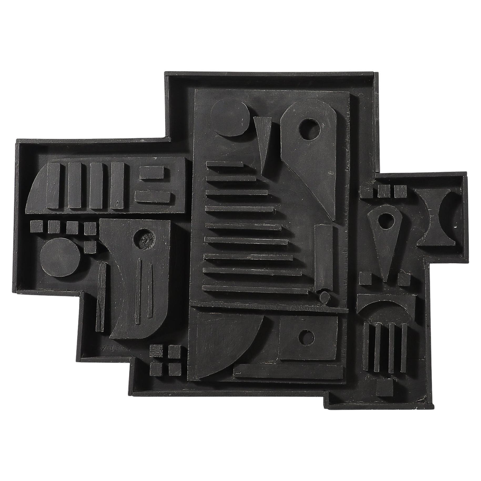 Louise Nevelson "Untitled" Ebonized Wall Relief Sculpture For Sale