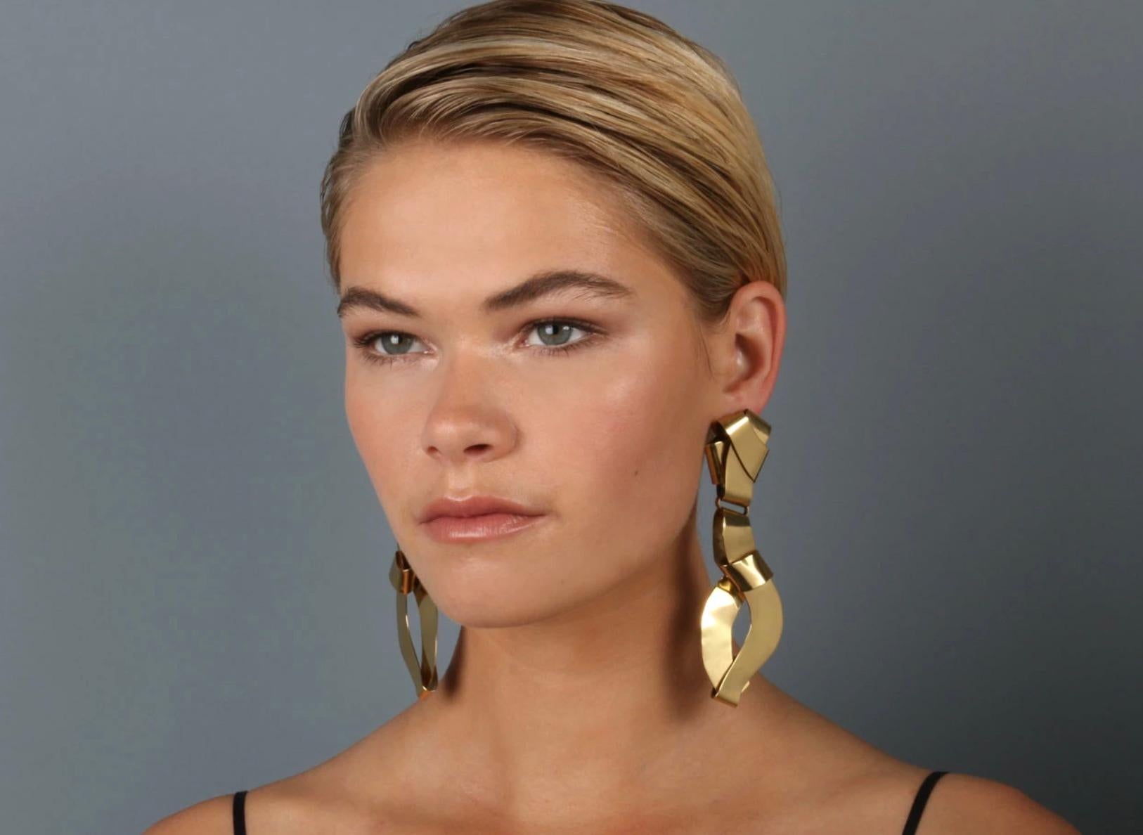 Contemporary Louise Olsen 24 Karat Gold Plate Large Wrap Earrings For Sale