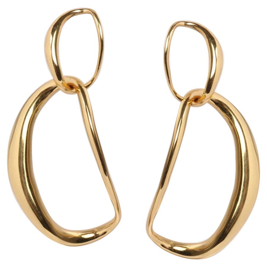 Louise Olsen 24 Karat Gold Plate Liquid Chain Earrings For Sale at 1stDibs