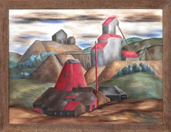 Silver Mine, Russell Gulch, 1940s Colorado Western Mining Landscape Oil Painting