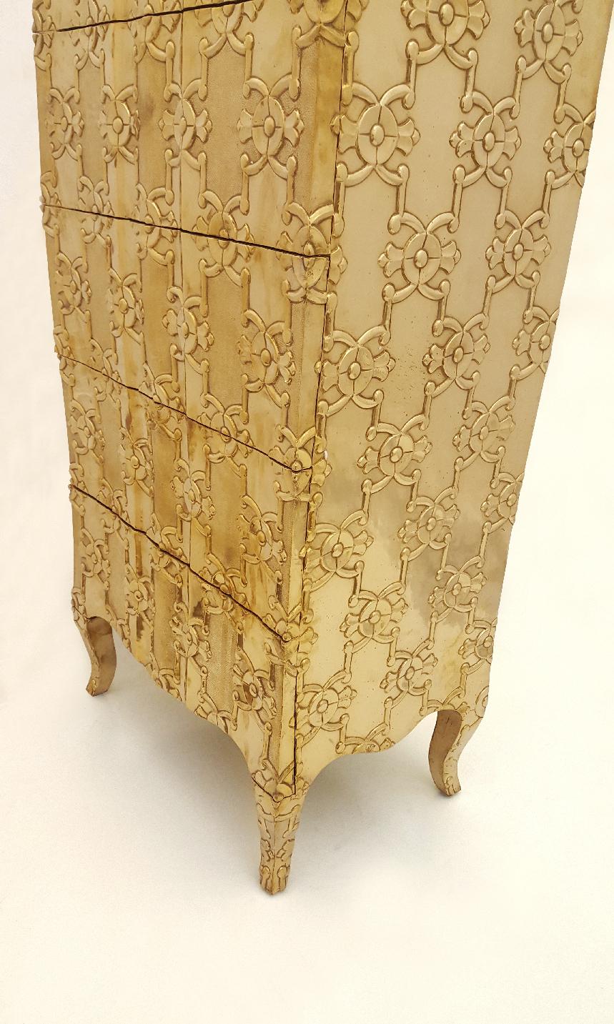 Louise Semainier Apothecary Cabinets Mid. Hammered Brass by Paul Mathieu For Sale 7