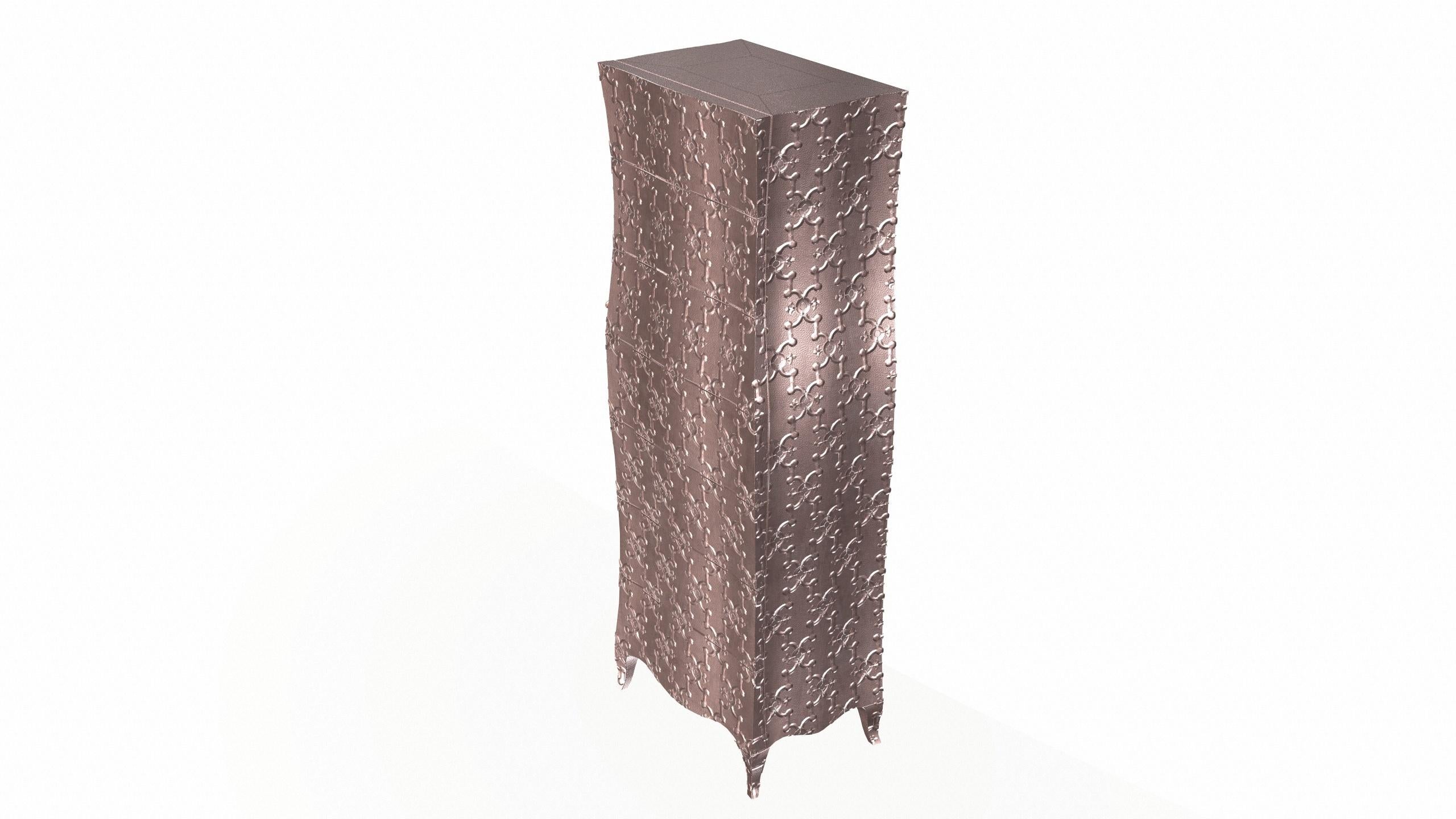 Metal Louise Semainier Corner Cupboards in  Fine Hammered Copper by Paul Mathieu For Sale