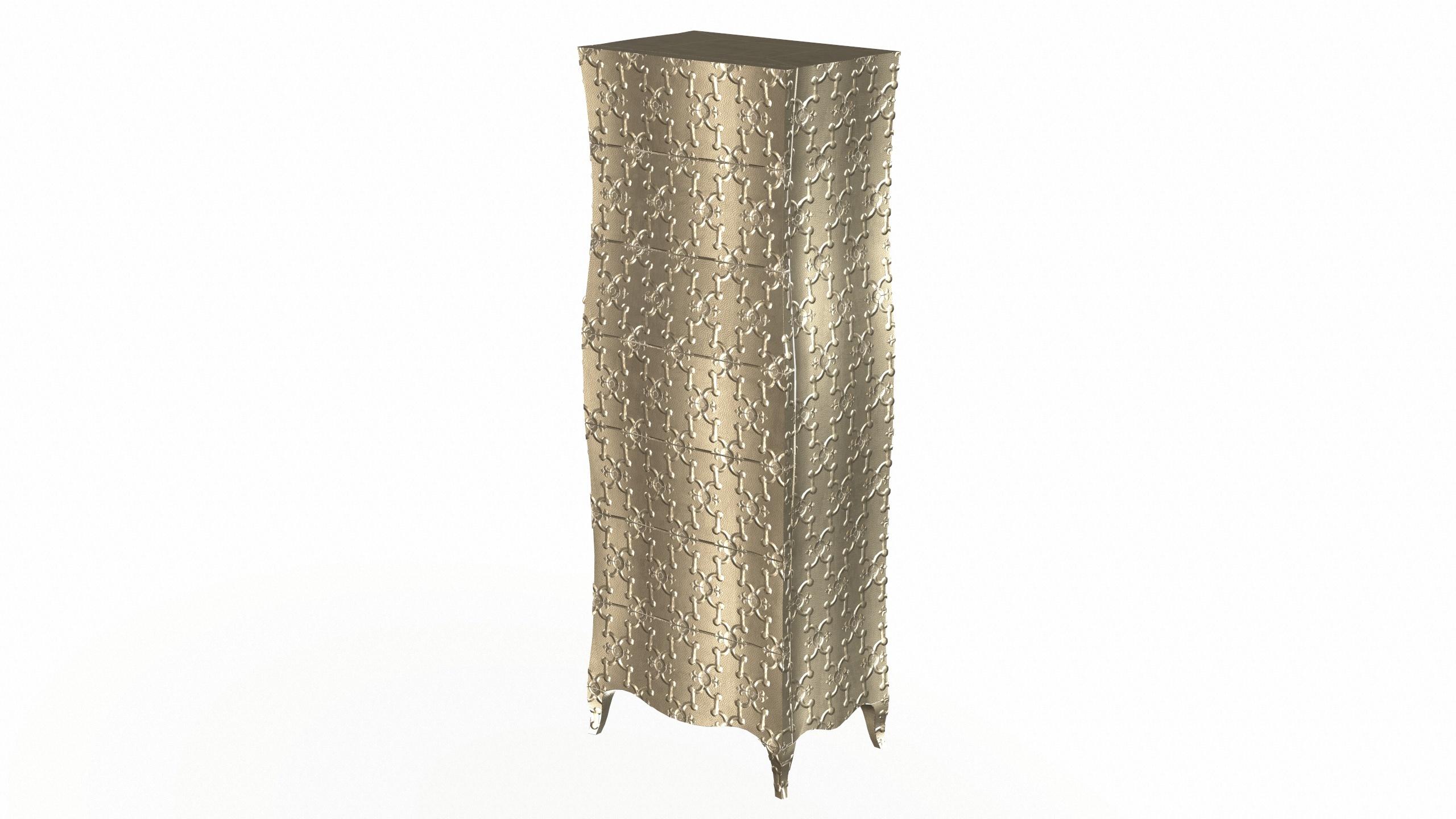 Louise Semainier Cupboards  Mid. Hammered Brass by Paul Mathieu for S Odegard In New Condition For Sale In New York, NY