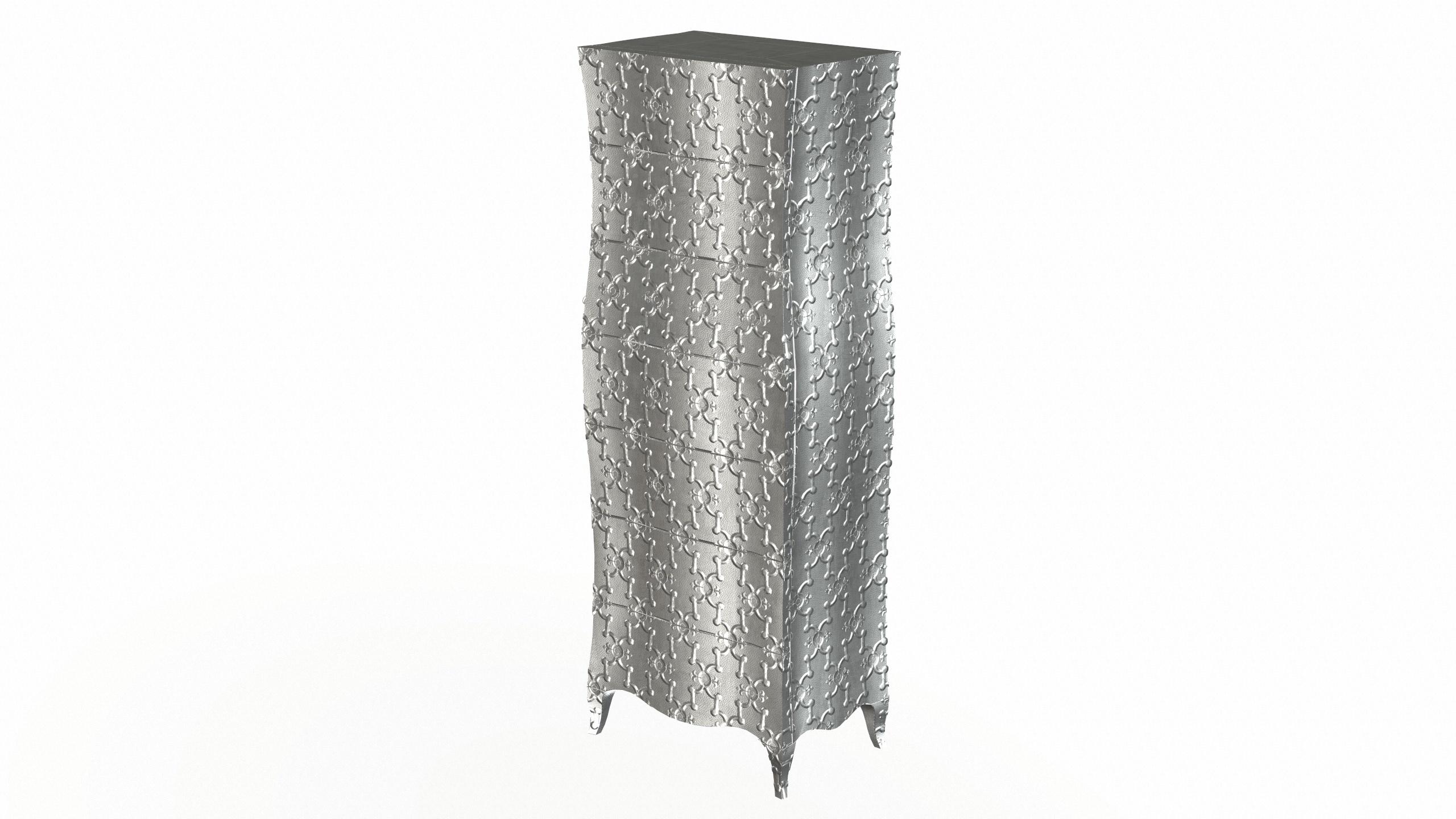 Contemporary Louise Semainier Cupboards Mid. Hammered White Bronze by Paul Mathieu For Sale
