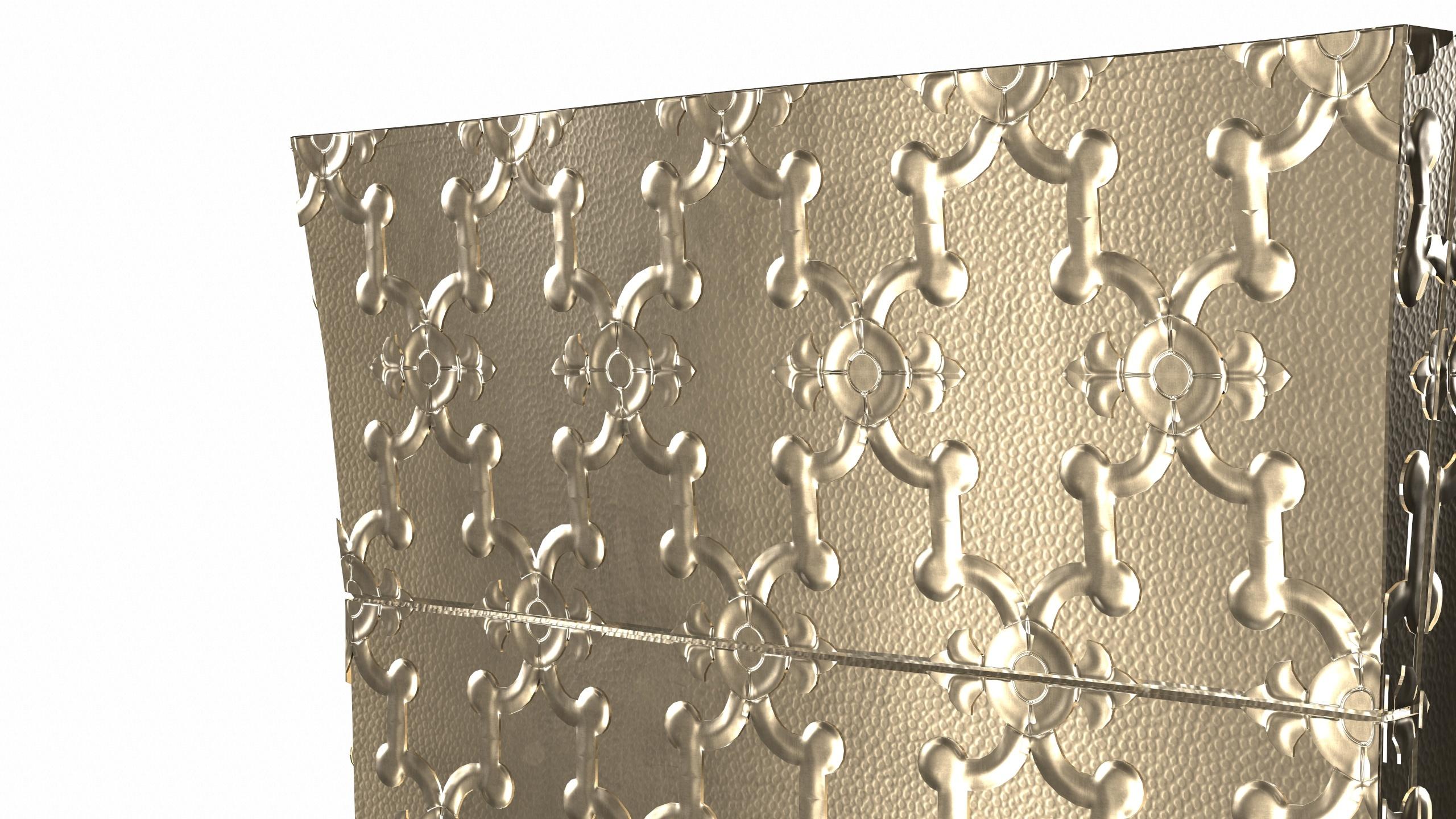 Metal Louise Semainier Dry Bars in  Mid. Hammered Brass by Paul Mathieu for S Odegard For Sale