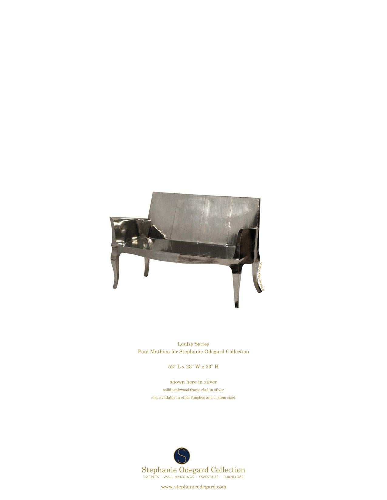 Louise Settee Art-déco-Bänke aus fein gehämmerter antiker Bronze von Paul Mathieu im Angebot 7
