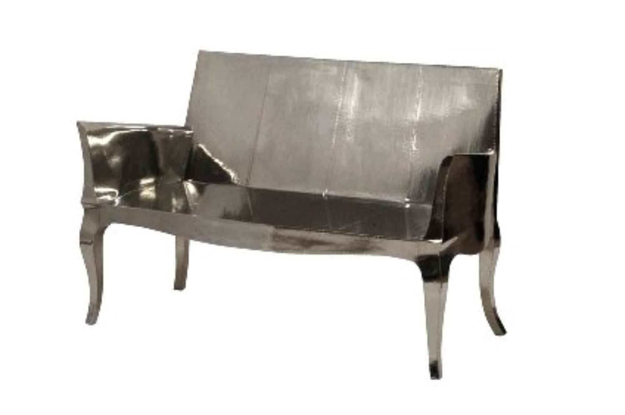 Louise Settee Art Deco Benches in Fine Hammered Antique Bronze by Paul Mathieu For Sale 8
