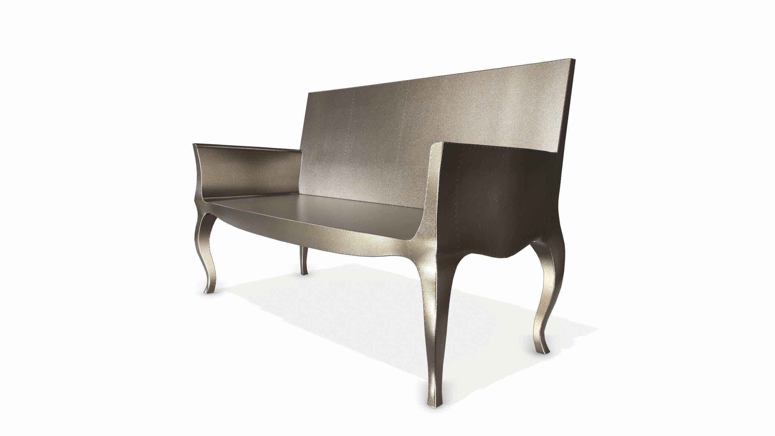 Hand-Crafted Louise Settee Art Deco Benches in Fine Hammered Antique Bronze by Paul Mathieu For Sale