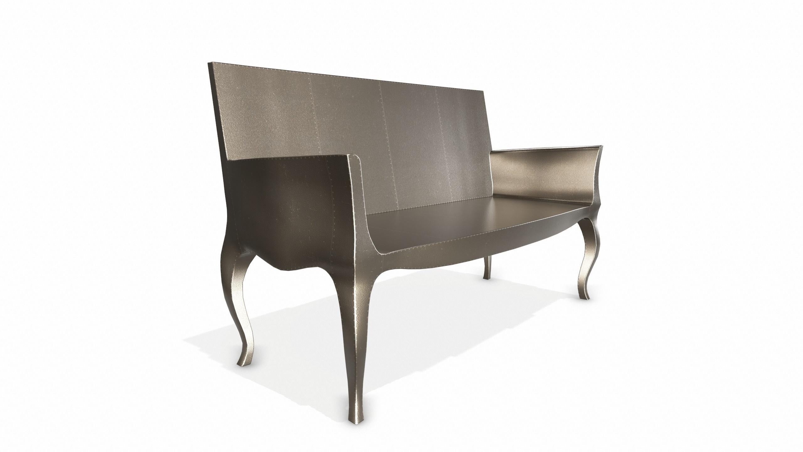Louise Settee Art Deco Benches in Fine Hammered Antique Bronze by Paul Mathieu In New Condition For Sale In New York, NY