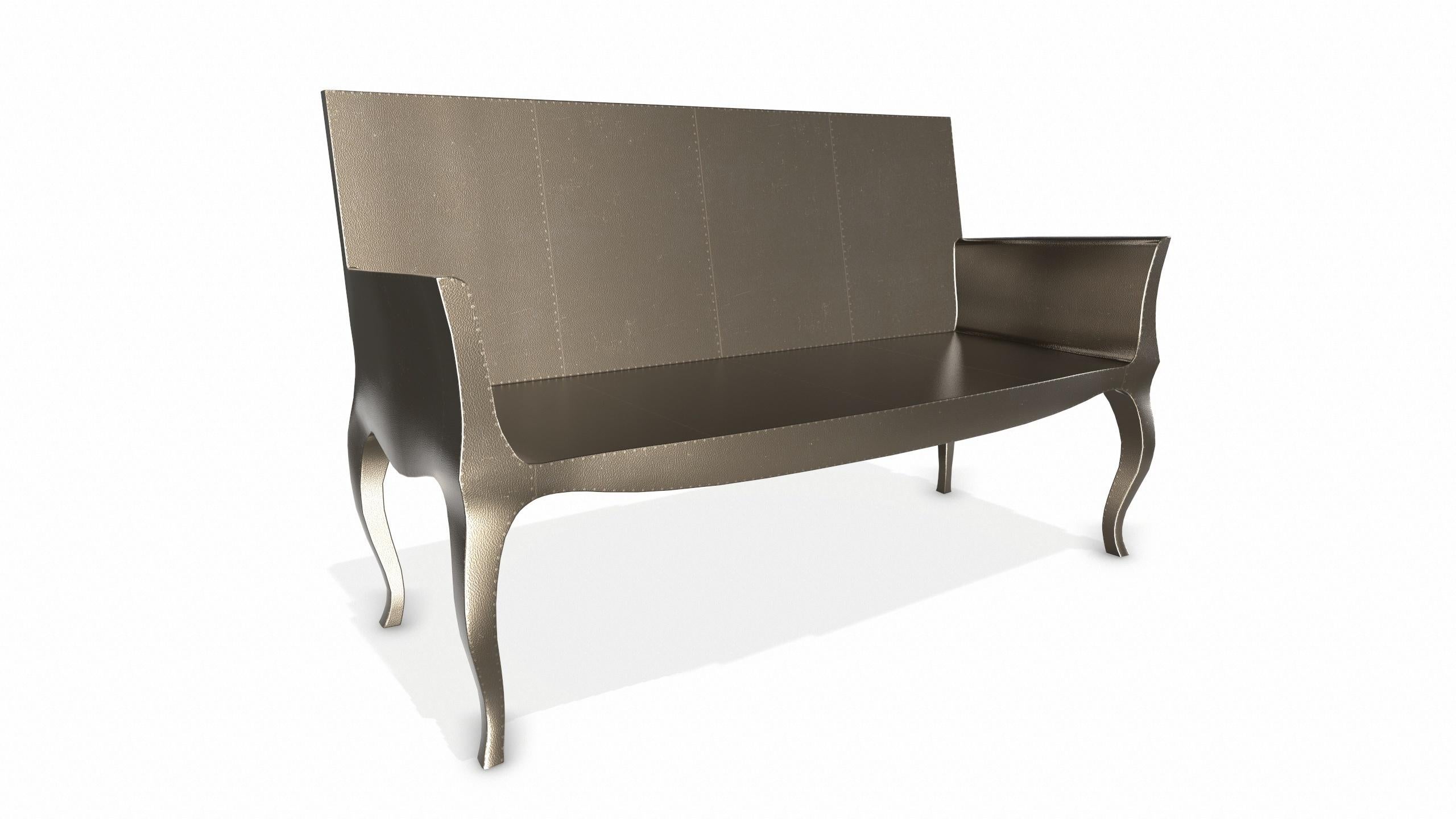 Contemporary Louise Settee Art Deco Benches in Fine Hammered Antique Bronze by Paul Mathieu For Sale